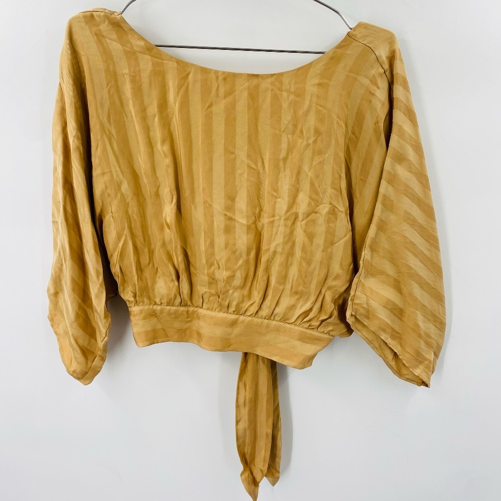 Third Form Tie Back Tan Blouse Size 6
